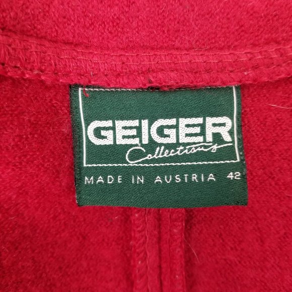 Geiger Collections 42 Red Long Button Front Wool Coat - Picture 3 of 10